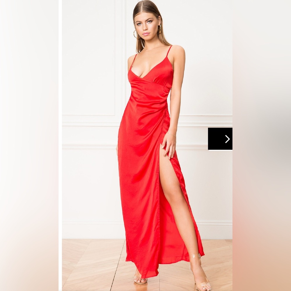 Misguided Red Maxi Dress with Slit